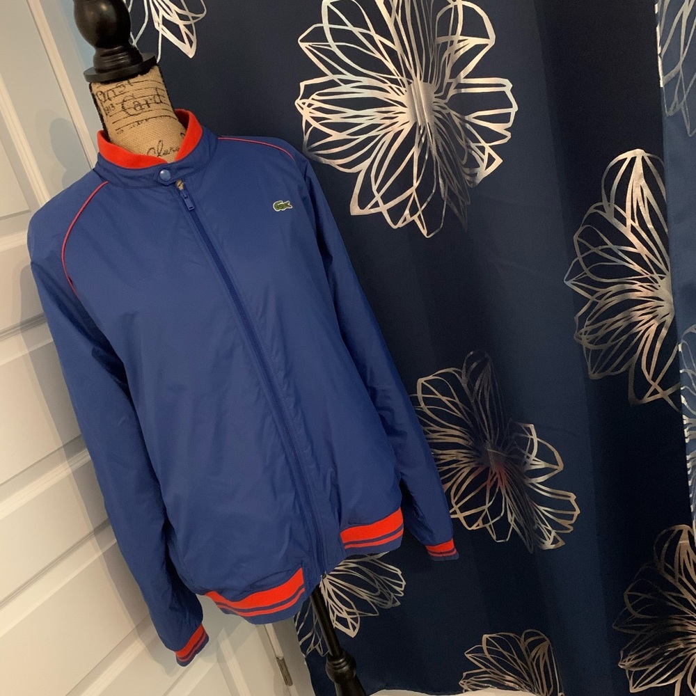Lacoste Blue and Red Cozy Bomber Jacket